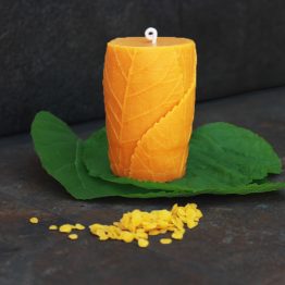 Otoño_cuadrada_oscura vela decorativa hojas otoñales